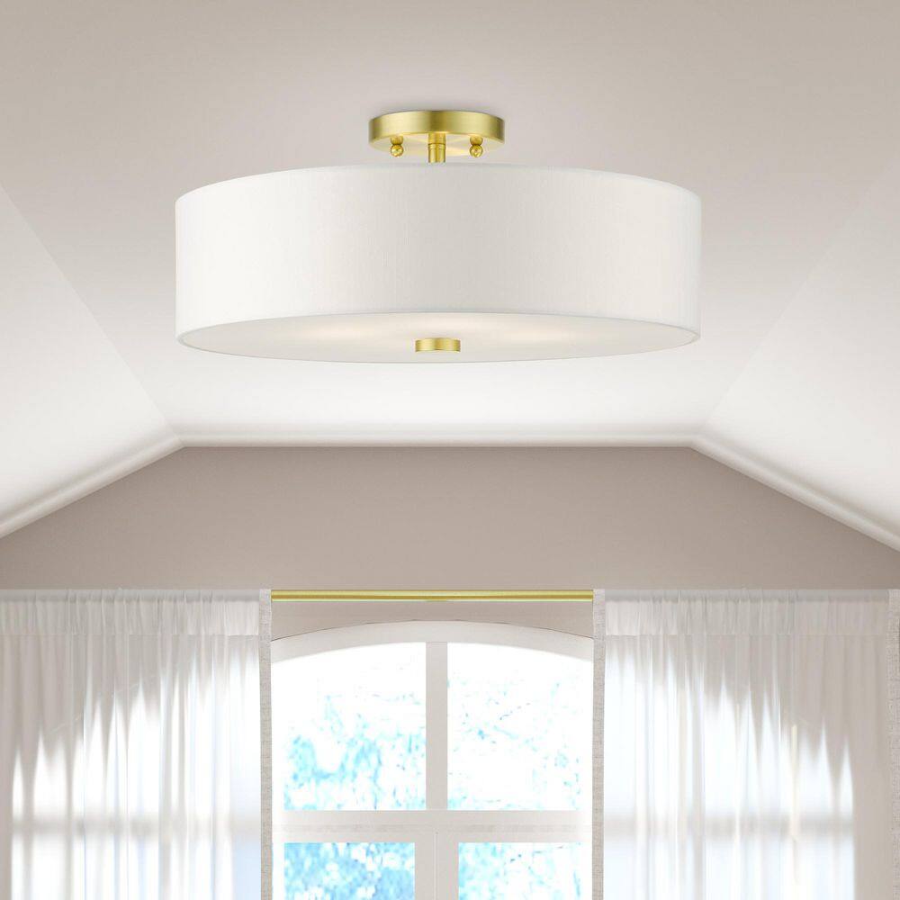 Satin Brass 18'' Drum Semi-Flush Mount Ceiling Light
