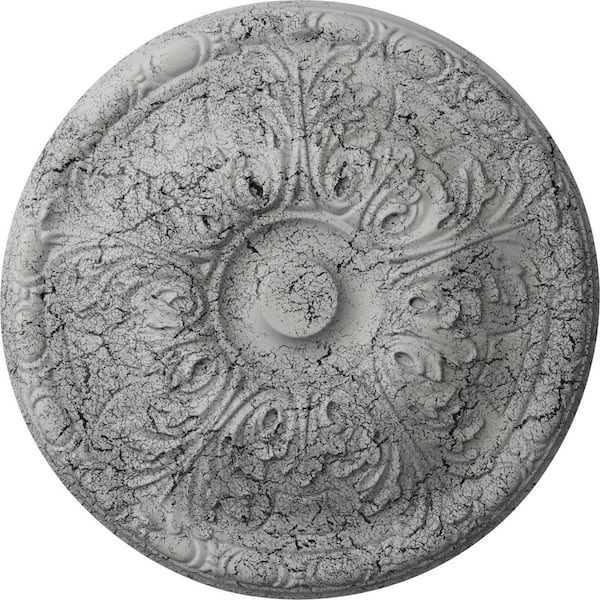 Ekena Millwork 5/8 in. x 15-3/4 in. x 15-3/4 in. Polyurethane Granada Ceiling Medallion, Ultra Pure White Crackle