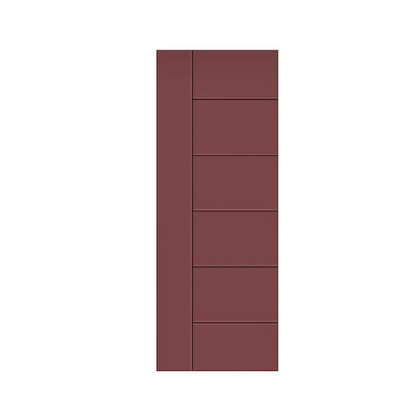 CALHOME 30/36x80 Maroon Stained MDF Paneled Barn Door Slab - 30 x 80