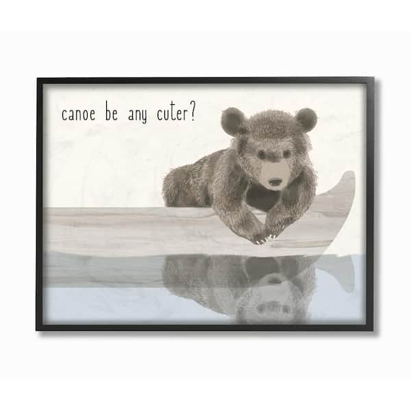 Stupell Industries 16 in. x 20 in. "Canoe Be Any Cuter Neutral Baby Bear" by Daphne Polselli Framed Wall Art