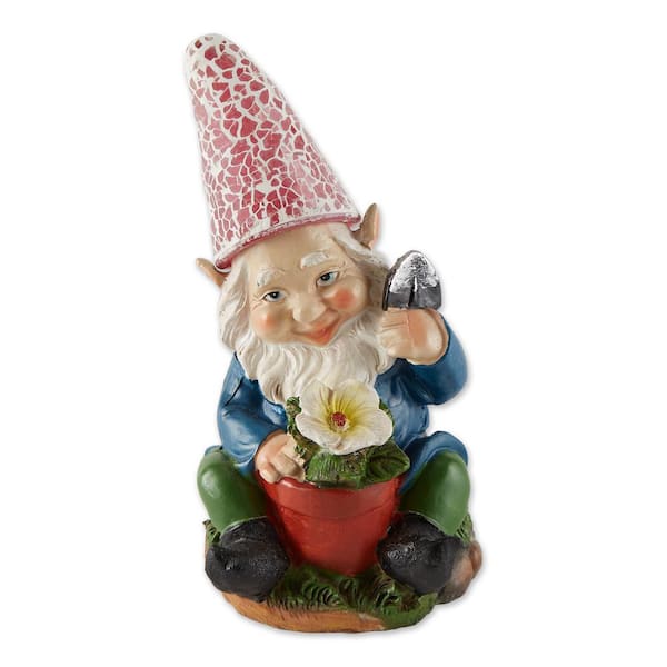 Zingz  Thingz Polyresin Gardening Gnome Solar Statue 4504737V The Home  Depot