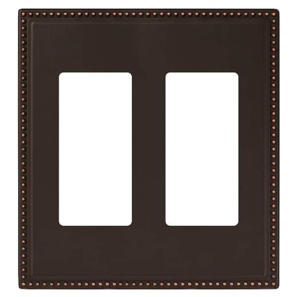 Perlina 2 Gang Rocker Metal Wall Plate - Aged Bronze