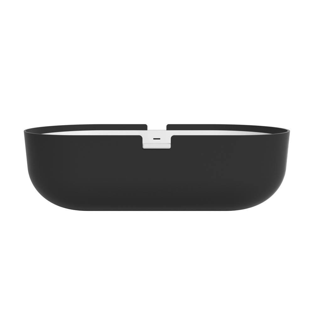 71 in. x 35 in. Soaking Bathtub with Center Drain in Black