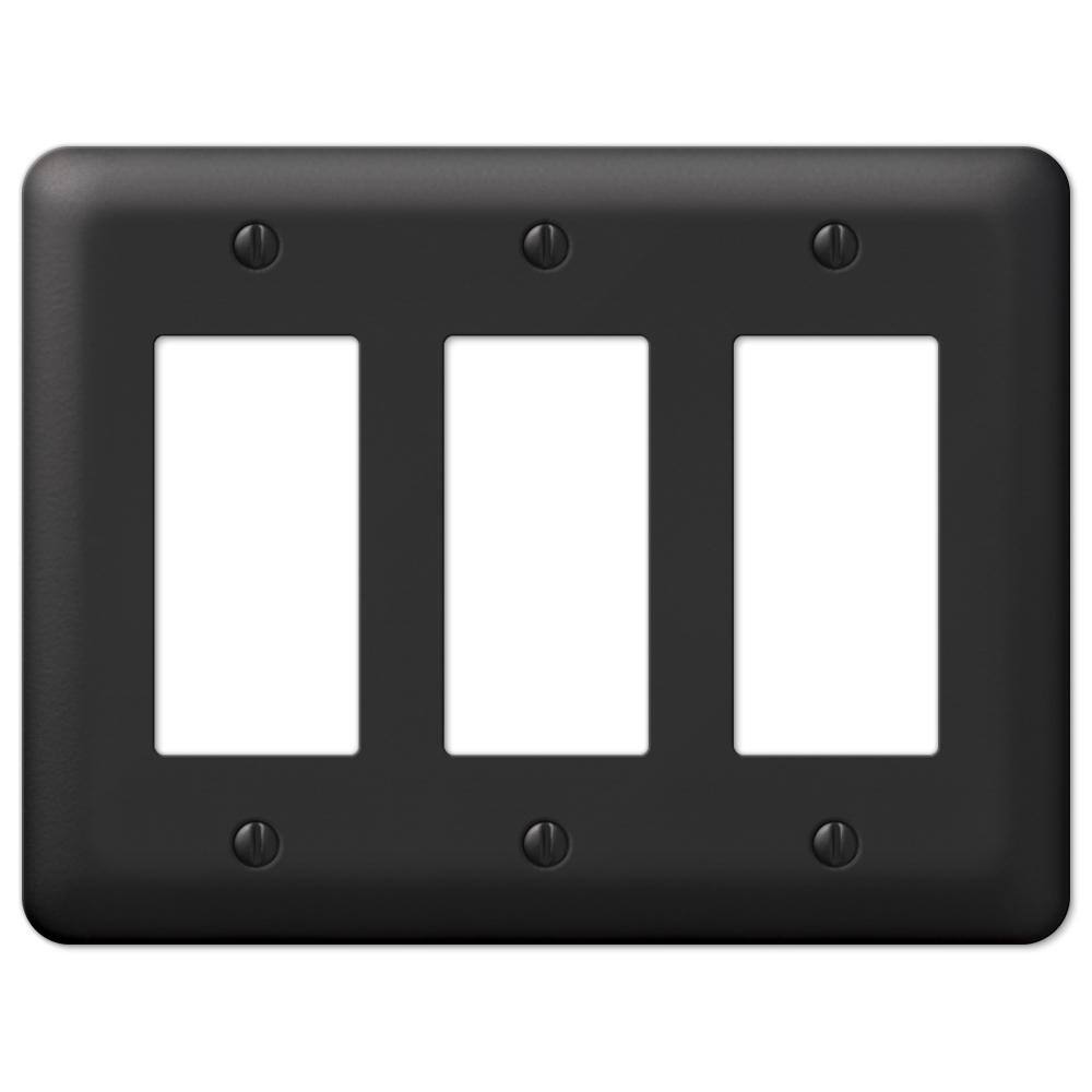 Black Metal 3-Gang Decorator Rocker Wall Plate