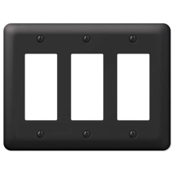 AMERELLE Declan 3 Gang Rocker Steel Wall Plate - Black