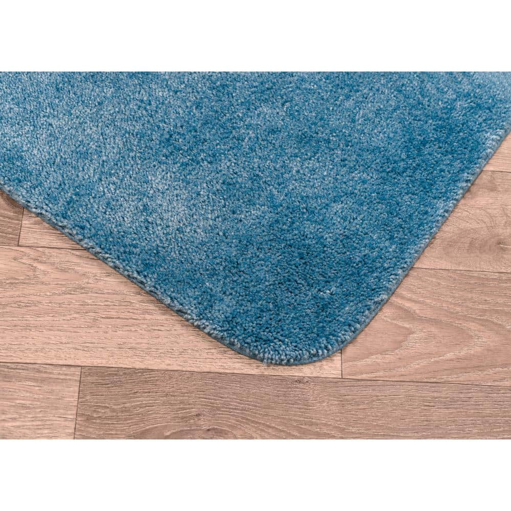 Basin Blue Plush Nylon Traditional 4-Piece Bath Rug Set