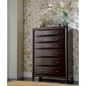 16.75 in. Brown 6-Drawer Wooden Chest of Drawers