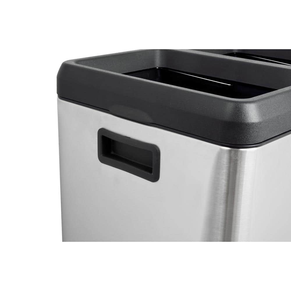 Silver Stainless Steel 16-Gallon Open Top Recycling Bin