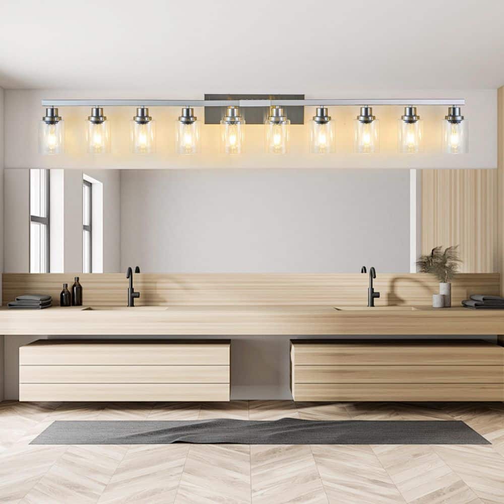 Modern Brushed Nickel 5.7 in. 10 Light Chrome Bathroom Vanity Light Fixture, Industrial Wall Sconce price history on PriceWatchPro