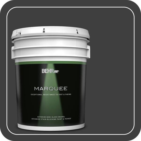 BEHR MARQUEE 5 gal. Black Semi-Gloss Enamel Exterior Paint & Primer