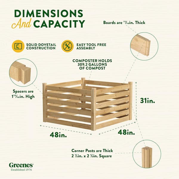 Greenes Fence - Greenes 309.17 Gal. Cedar Wood Stationary Composter
