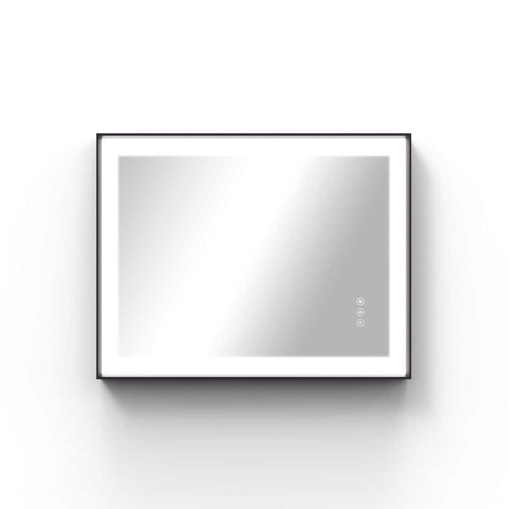 28 in. W x 36 in. H Rectangular Black Framed LED Lighted Antifog Dimmable Wall Mount Bathroom Vanity Mirror in Black price history on PriceWatchPro