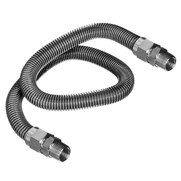PLUMBFLEX 5/8 in. OD x 1/2 in. ID x 4 ft. Gas Connector Stainless Steel for Gas Range, Furnace, Stove, 1/2 in. MIP x MIP Fittings