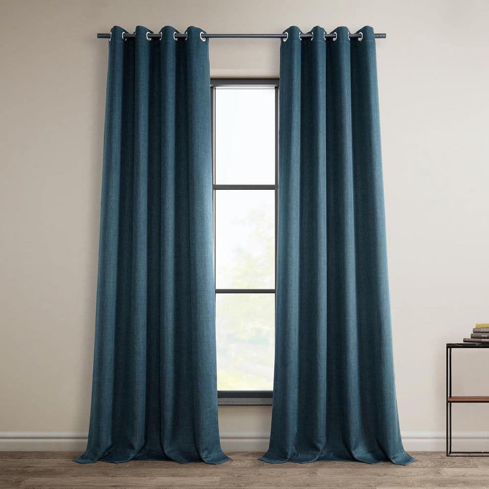 Exclusive Fabrics & Furnishings Story Blue Faux Linen Grommet Room ...