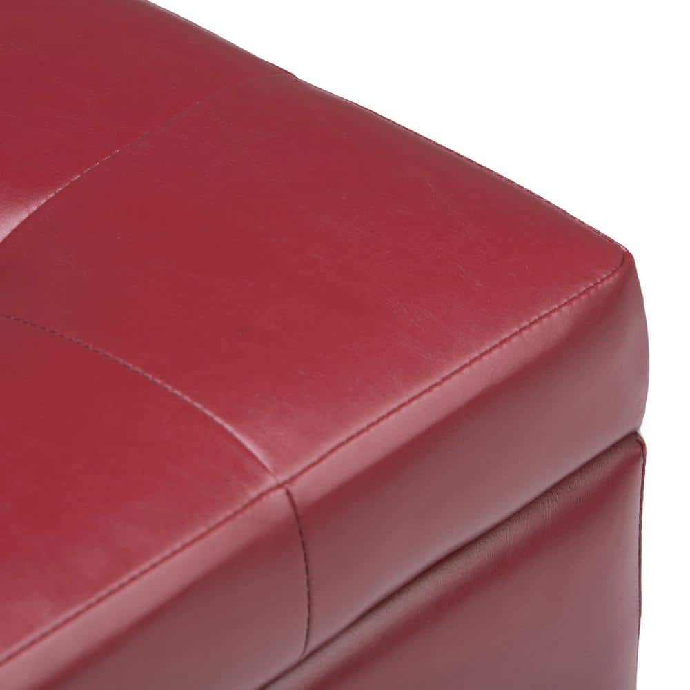 Cosmopolitan Red Faux Leather Tufted Rectangular Storage Ottoman