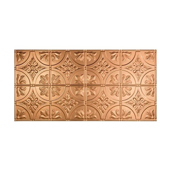 Fasade Traditional Style #2 2 ft. x 4 ft. Glue Up PVC Ceiling Tile in Polished Copper