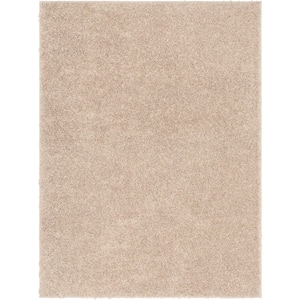 Elle Basics Emerson Solid Shag Beige 5 ft. 3 in. x 7 ft. 3 in. Area Rug