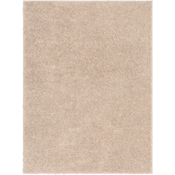 Well Woven Elle Basics Emerson Solid Shag Beige 5 ft. 3 in. x 7 ft. 3 in. Area Rug