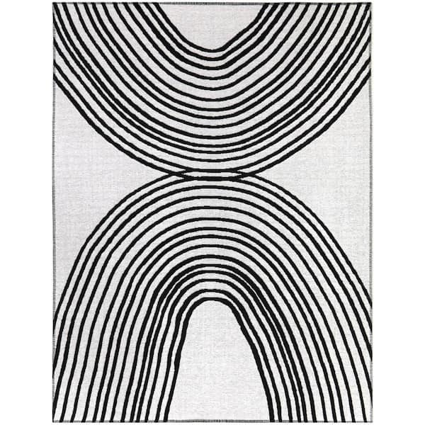 Arches Black 5 ft. x 7 ft. Abstract Area Rug