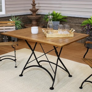 European 48 in. x 32 in. Folding Chestnut Wood Patio Dining Table