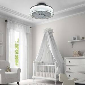 16 in. LED Indoor Gray Ceiling Fan Light Kit, Light Ceiling Fan with Remote Control and Tan-Colored Acrylic Shade