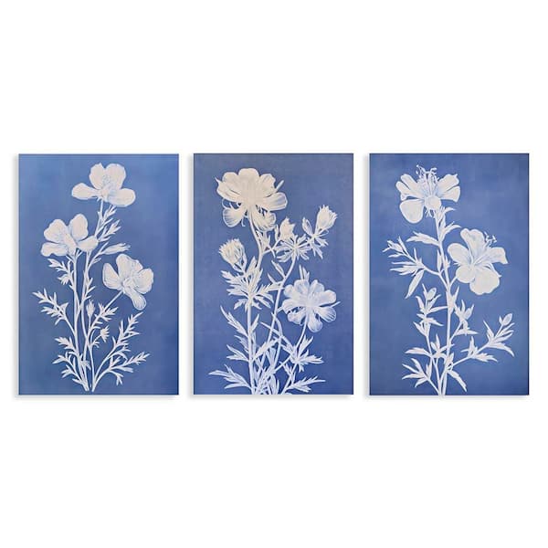 Stupell Industries Varied Cerulean Botanicals by Petal Prints Design 3-Pieces Unframed Nature Graphic Art Print 30 in. x 20 in.