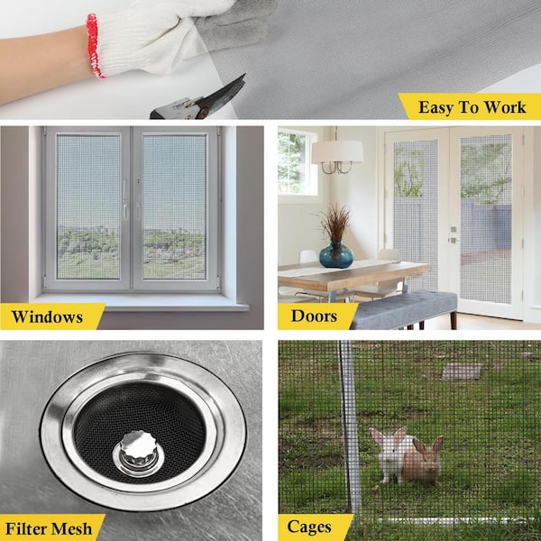 Angel Sar 47 in. x 10 ft. 304 Stainless Steel Woven Wire Mesh, Window Screen Mesh for Screen Replacement Attic Air Vent Cover
