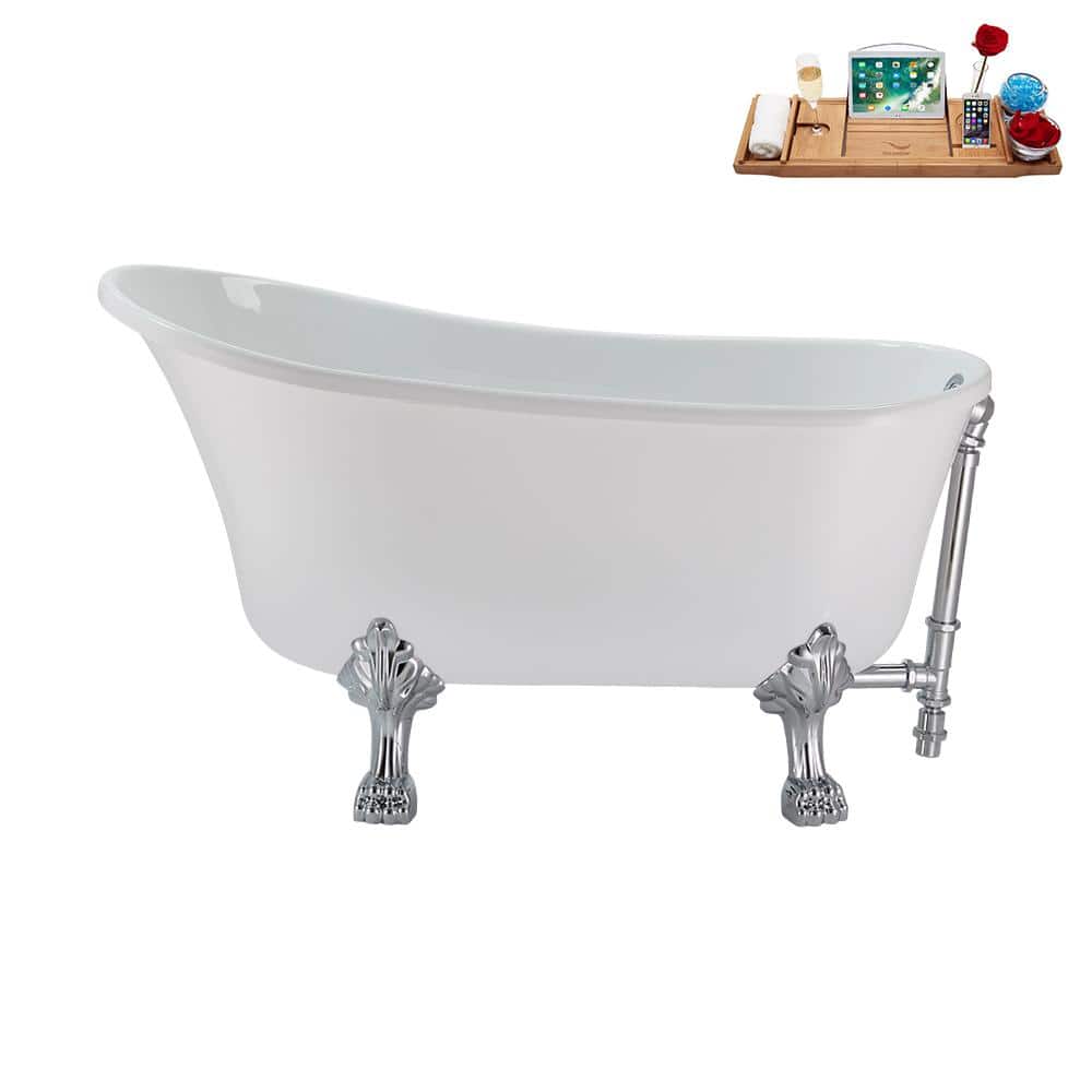 51 in. Acrylic Clawfoot Non-Whirlpool Bathtub in Glossy White with Polished Chrome Drain And Polished Chrome Clawfeet price history on PriceWatchPro