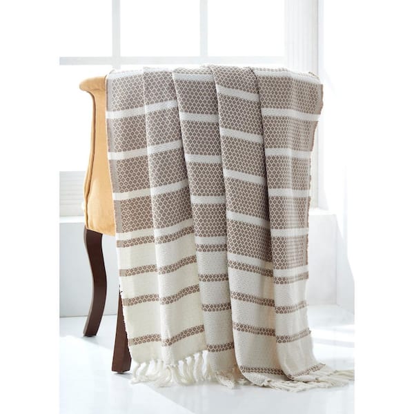 MODERN THREADS Recycled Hilo Khaki Cotton 60 in. x 70 in. Throw