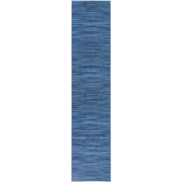 Nourison Washables Blue 2 ft. x 8 ft. Abstract Contemporary Runner Area Rug