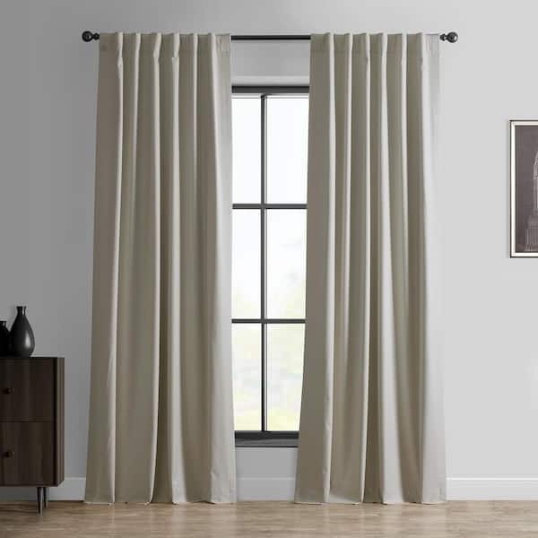 Exclusive Fabrics & Furnishings Dark Ivory Essential Polyester 50 in. W x 108 in. L Rod Pocket 100% Blackout Curtain (Single Panel)