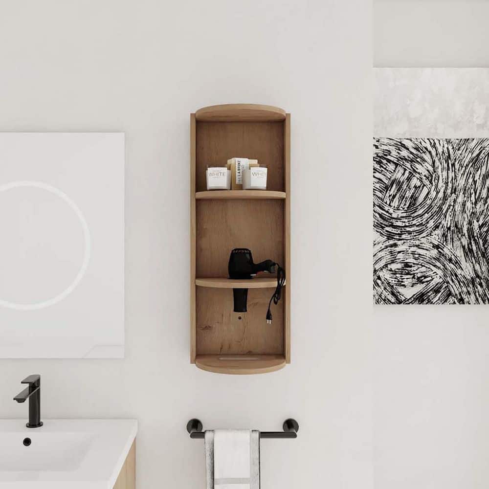 11.81 in. W x 8.69 in. D Brown Decorative Wall Shelf, Bathroom Wall-Mounted