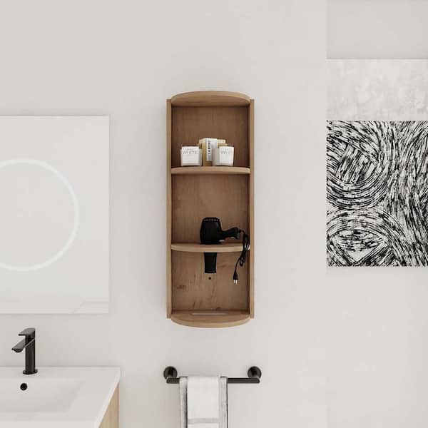 TENGYA LLC 11.81 in. W x 8.69 in. D Brown Decorative Wall Shelf, Bathroom Wall-Mounted Storage Rack, Float Mounting Design