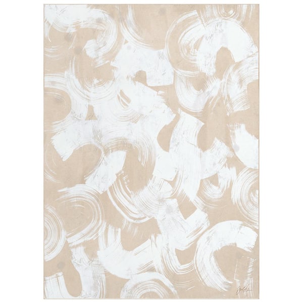 Empire Art Direct Beige 8 ft. x 10 ft. Swish Stone I Washable Abstract Art Felt Area Rug