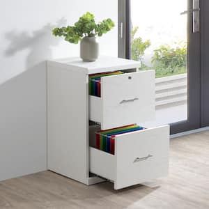 Alpine 2-Drawer White Finish Wood 16.75 in. W Vertical File Cabinet with Lockdowel Fastening System