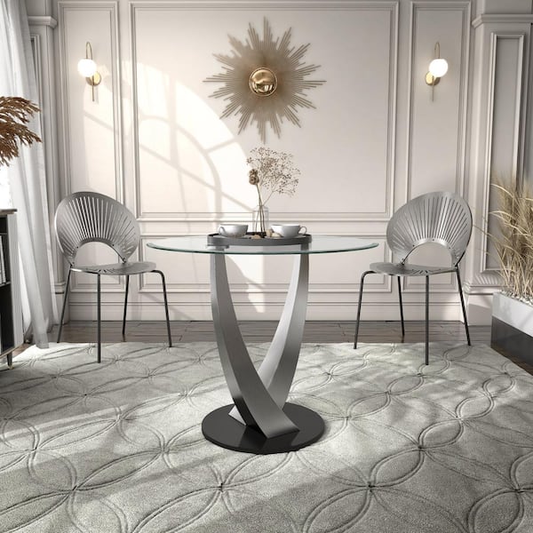 Furniture of America Calvin Modern Sliver Glass 42 in. Pedestal Round  Counter Dining Table Seats 4 IDF-3586RPT - The Home Depot