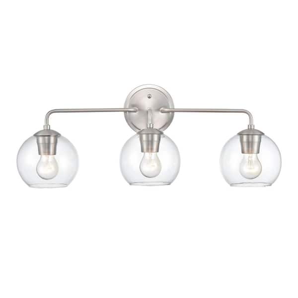 Millennium Lighting 25.5 in. 3-Light Brushed Nickel Vanity Light with Clear Glass