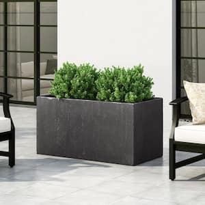 Fardeen Large Black Lightweight Concrete Outdoor Rectangular Floor Planter