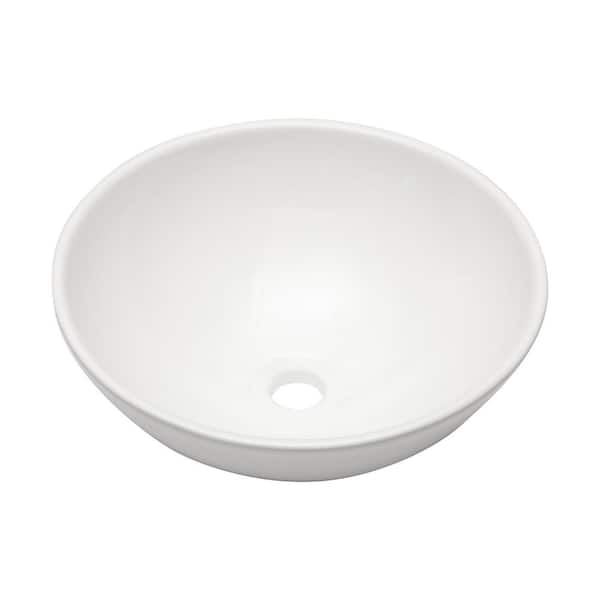 Logmey 16 in. x 16 in. Modern Bathroom Porcelain Ceramic Round Bowl Vessel Sink Art Basin in White