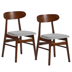 Gray and Brown Polyester Wooden Frame Dining Chairs (set of 2)