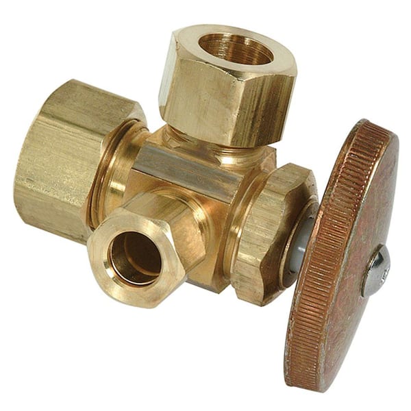 1/2 in. Nominal Compression Inlet x 1/2 in. O.D. Compression x 3/8 in. O.D. Compression Dual Outlet Multi-Turn Valve
