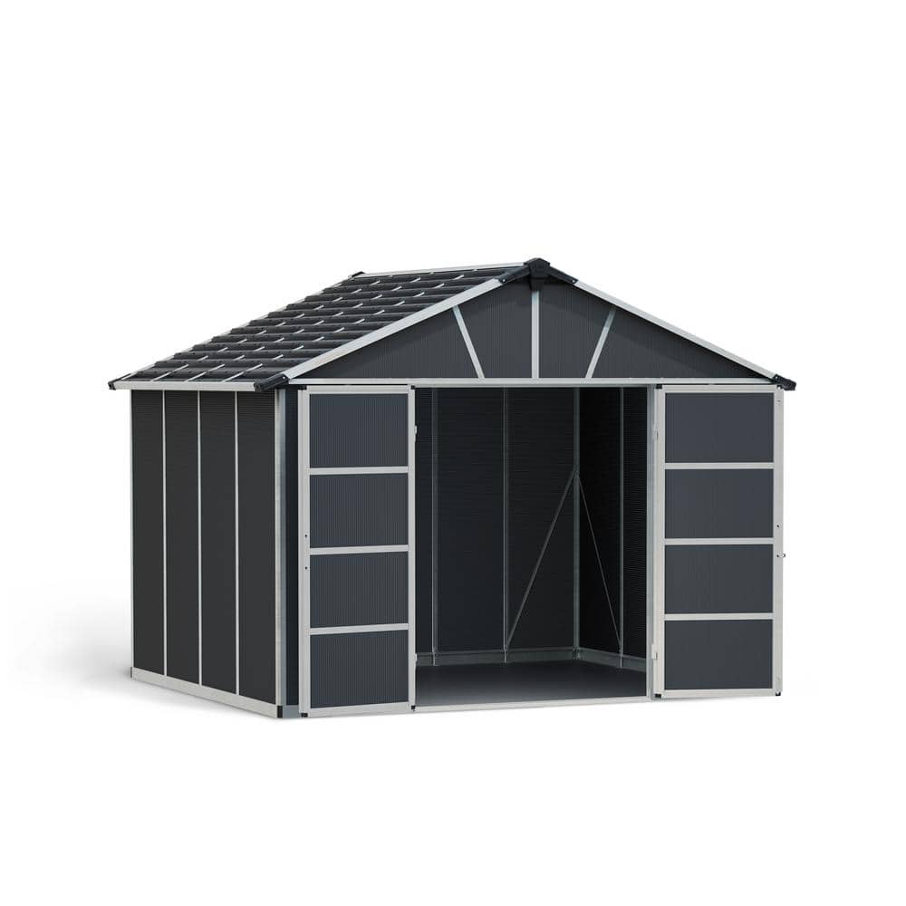 CANOPIA by PALRAM Yukon 11 ft. x 9 ft. Dark Gray Large Garden Outdoor Storage Shed with Floor -  705160