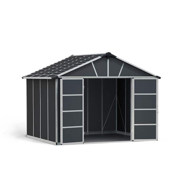 CANOPIA by PALRAM Yukon 11 ft. x 9 ft. Dark Gray Large Garden Outdoor Storage Shed with Floor