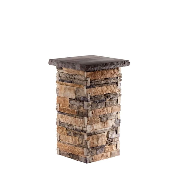 Silvermine Stone 18 in. x 36 in. Dakota Sunset with a Brownstone Flat Cap Stone Pillar Kit