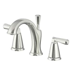 Z 8 in. Widespread 2-Handle Bathroom Faucet with Drain Assembly, Rust Resist in Brushed Nickel