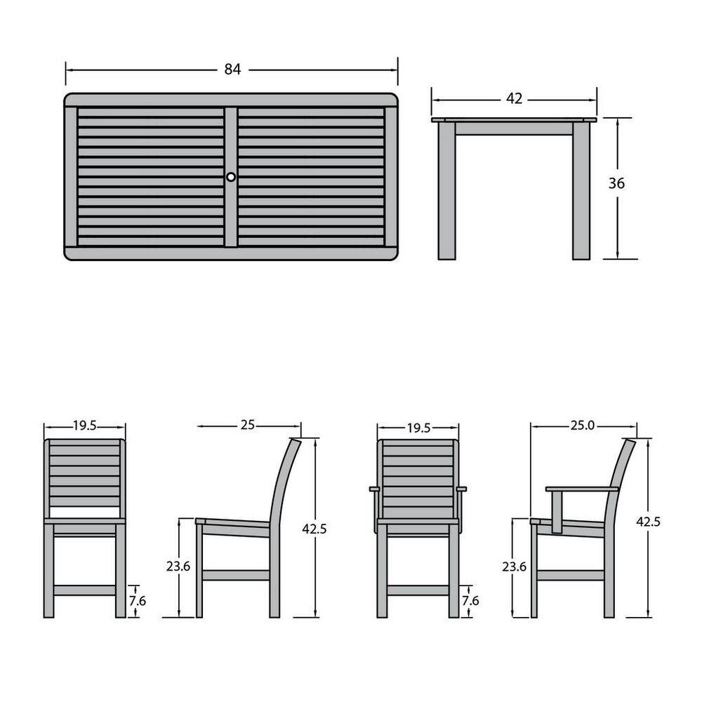Modern White 7-Piece Rectangular Counter Height Dining Set for 6