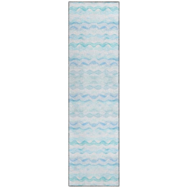 Addison Rugs Surfside Blue 2 ft. 3 in. x 7 ft. 6 in. Geometric Indoor/Outdoor Area Rug