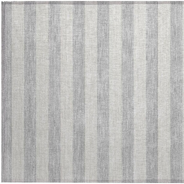 Gray and Ivory 2 ft. x 3 ft. Woven Striped Polyester Rectangle Indoor/Outdoor Area Rug