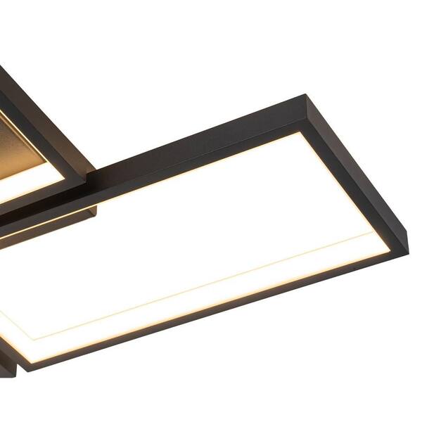 Y'INSP 24.21 in. 47-Watt Modern Black Integrated LED Flush Mount