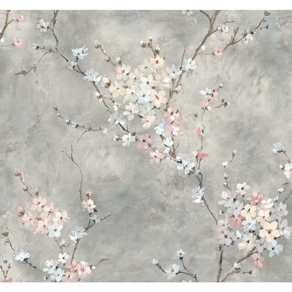 Harry & Grace Grey Floral Blossom Peel and Stick Wallpaper